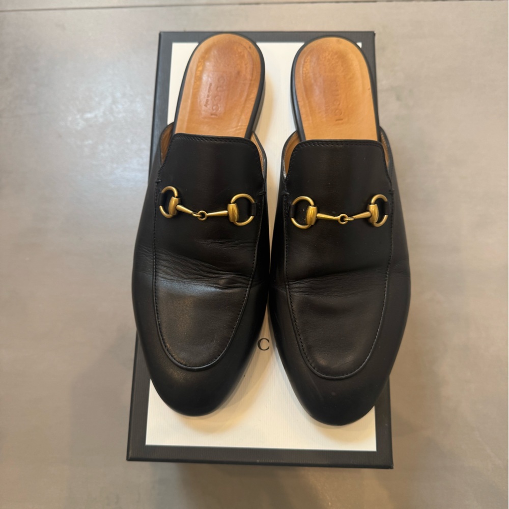 Gucci Black Leather Horsebit Mule Loafers